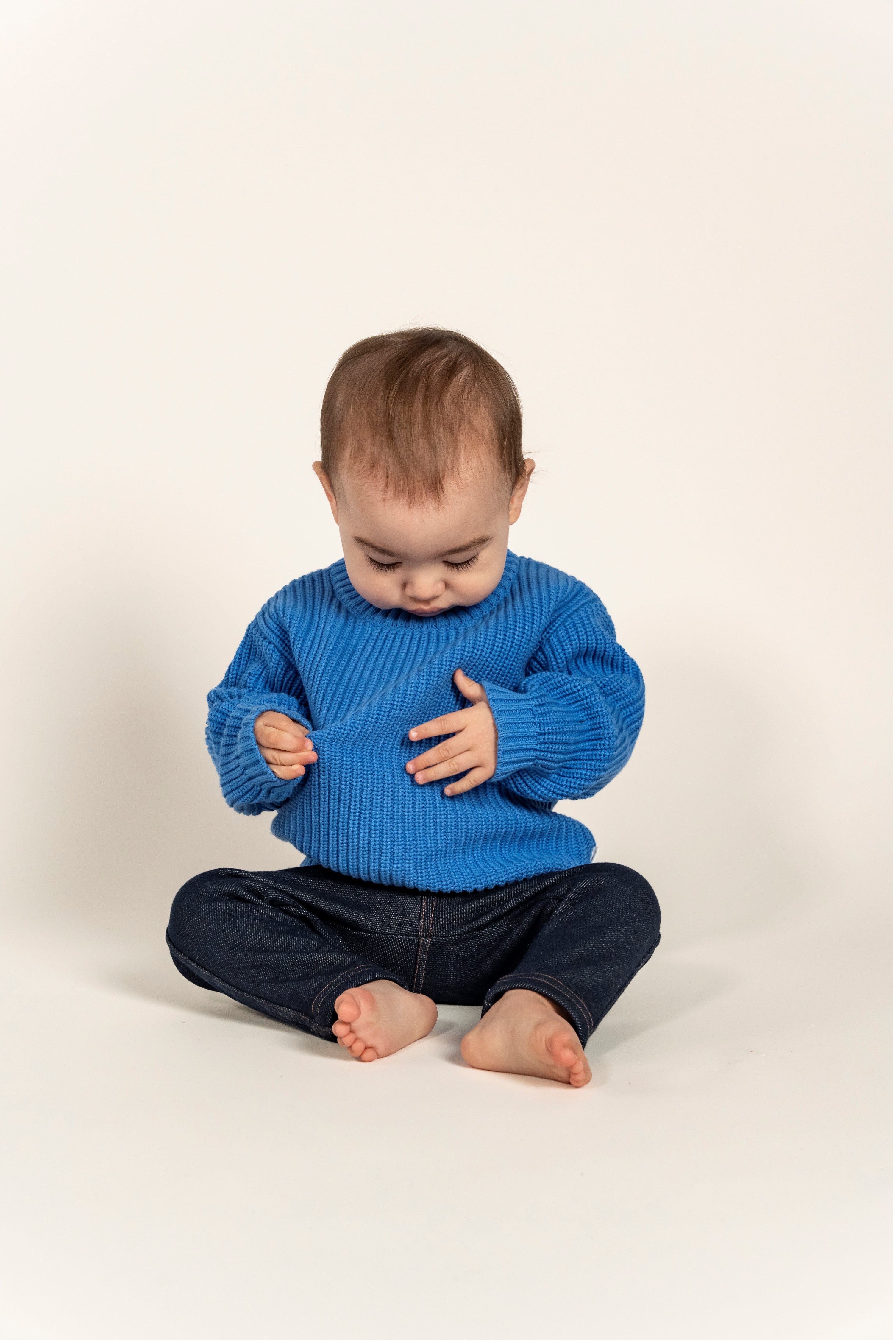 Munich Blue Cotton Knit Jumper for Toddlers Sky Blue for Boys Munich Blue AU